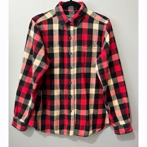 Woolrich Womens Red & Black Plaid‎ Flannel Shirt Jacket Shacket Size Large